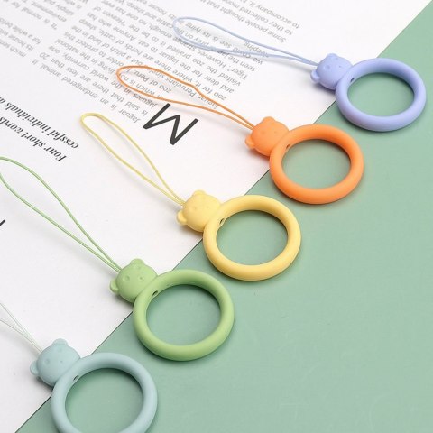 Silikonowa smycz do telefonu zawieszka miś niedźwiadek ring na palec żółty Silikonowa smycz do telefonu zawieszka miś niedźwiadek ring na palec żółty