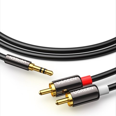 Kabel przewód audio 3.5 mm mini jack - 2RCA 1.5m czarny Kabel przewód audio 3.5 mm mini jack - 2RCA 1.5m czarny