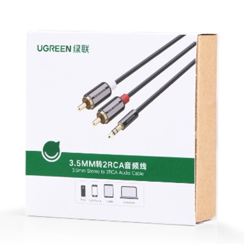 Kabel przewód audio 3.5 mm mini jack - 2RCA 1.5m czarny Kabel przewód audio 3.5 mm mini jack - 2RCA 1.5m czarny