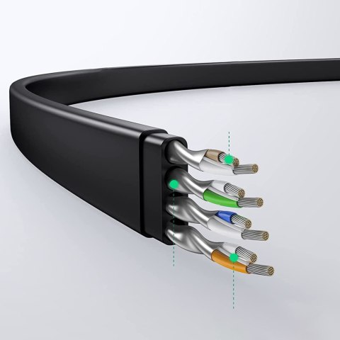 Płaski kabel sieciowy patchcord LAN RJ45 Ethernet Cat. 6 3m czarny Płaski kabel sieciowy patchcord LAN RJ45 Ethernet Cat. 6 3m czarny