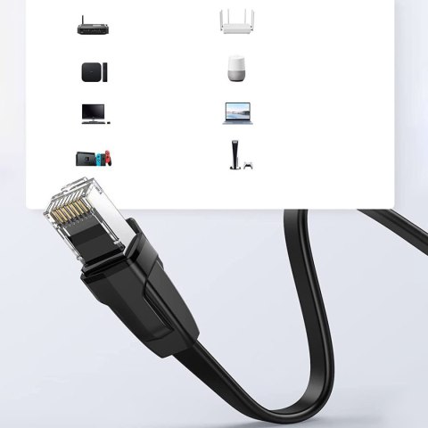Płaski kabel sieciowy patchcord LAN RJ45 Ethernet Cat. 6 3m czarny Płaski kabel sieciowy patchcord LAN RJ45 Ethernet Cat. 6 3m czarny