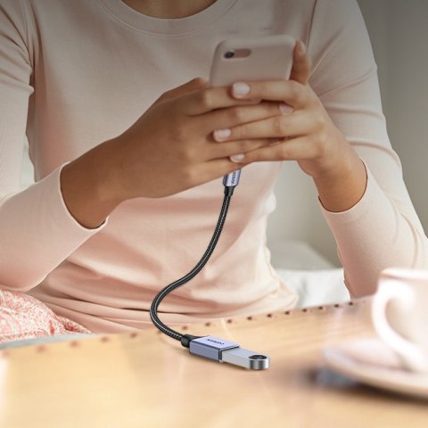 Przejściówka adapter z kabla przewodu USB na USB-C OTG 15cm czarny Przejściówka adapter z kabla przewodu USB na USB-C OTG 15cm czarny