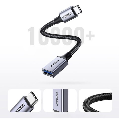 Przejściówka adapter z kabla przewodu USB na USB-C OTG 15cm czarny Przejściówka adapter z kabla przewodu USB na USB-C OTG 15cm czarny