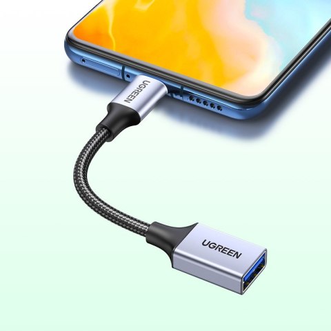 Przejściówka adapter z kabla przewodu USB na USB-C OTG 15cm czarny Przejściówka adapter z kabla przewodu USB na USB-C OTG 15cm czarny