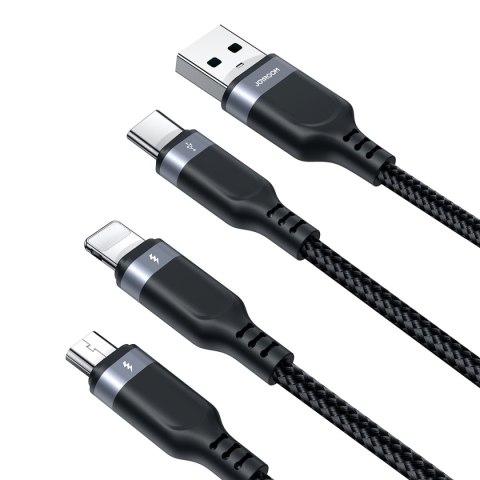 3w1 Kabel przewód USB Multi-Use Series do Lightning USB-C micro USB 30cm czarny 3w1 Kabel przewód USB Multi-Use Series do Lightning USB-C micro USB 30cm czarny