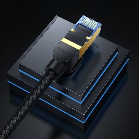 Szybki kabel sieciowy LAN RJ45 cat.7 10Gbps plecionka 0.5m czarny Szybki kabel sieciowy LAN RJ45 cat.7 10Gbps plecionka 0.5m czarny
