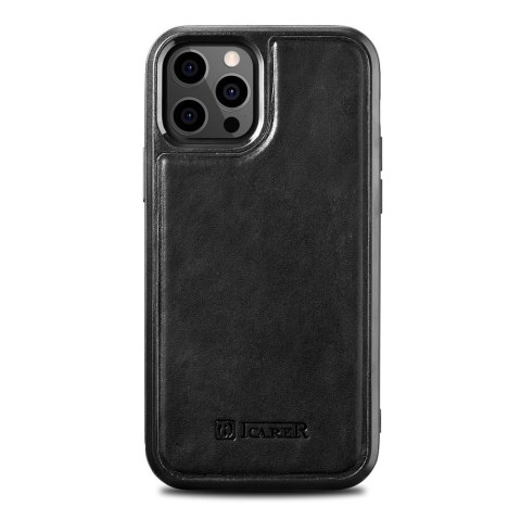 Etui pokryte naturalną skórą do iPhone 12 Pro Max Leather Oil Wax czarny Etui pokryte naturalną skórą do iPhone 12 Pro Max Leather Oil Wax czarny