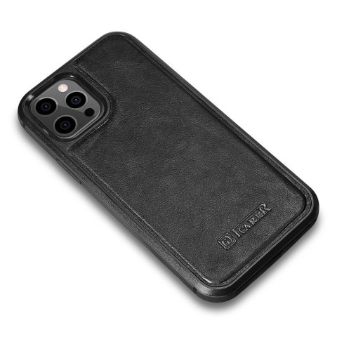 Etui pokryte naturalną skórą do iPhone 12 Pro Max Leather Oil Wax czarny Etui pokryte naturalną skórą do iPhone 12 Pro Max Leather Oil Wax czarny