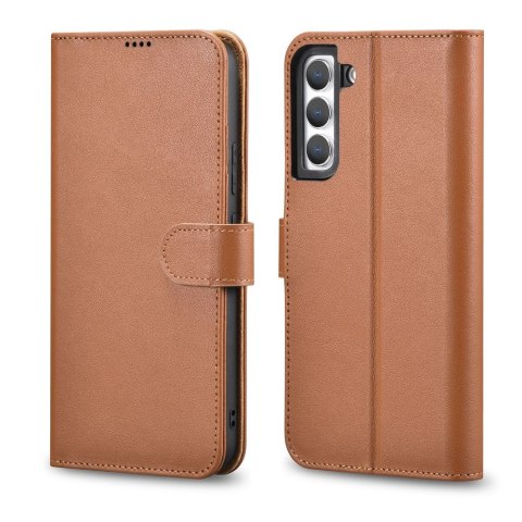 Skórzane etui portfel do Galaxy S22+ Leather Wallet Case brązowy Skórzane etui portfel do Galaxy S22+ Leather Wallet Case brązowy