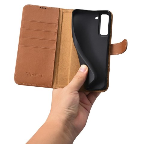 Skórzane etui portfel do Galaxy S22+ Leather Wallet Case brązowy Skórzane etui portfel do Galaxy S22+ Leather Wallet Case brązowy