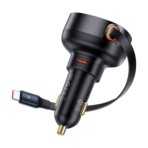 Ładowarka samochodowa Enjoyment Pro ze zwijanym kablem USB-C 60W czarna Ładowarka samochodowa Enjoyment Pro ze zwijanym kablem USB-C 60W czarna