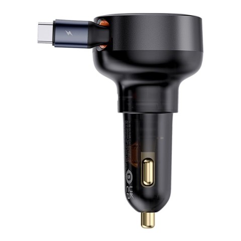 Ładowarka samochodowa Enjoyment Pro ze zwijanym kablem USB-C 60W czarna Ładowarka samochodowa Enjoyment Pro ze zwijanym kablem USB-C 60W czarna