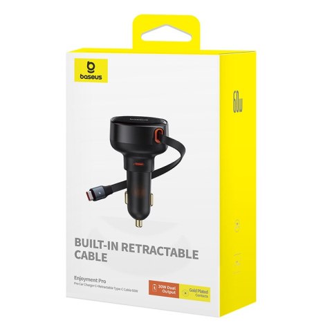 Ładowarka samochodowa Enjoyment Pro ze zwijanym kablem USB-C 60W czarna Ładowarka samochodowa Enjoyment Pro ze zwijanym kablem USB-C 60W czarna