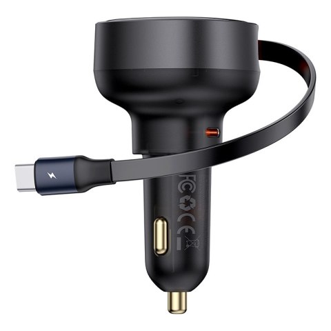 Ładowarka samochodowa Enjoyment Pro ze zwijanym kablem USB-C 60W czarna Ładowarka samochodowa Enjoyment Pro ze zwijanym kablem USB-C 60W czarna