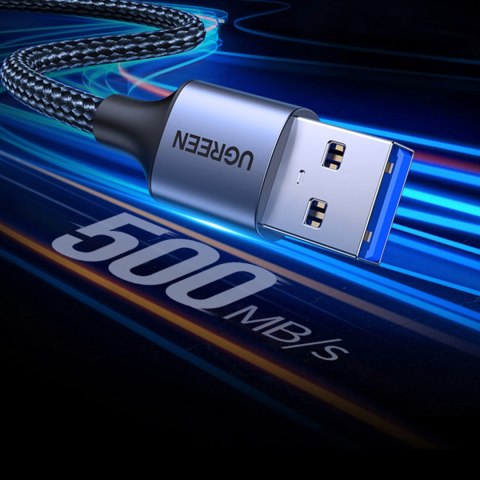 Wytrzymały przedłużacz kabla przewodu USB 3.0 5Gb/s 0.5m szary Wytrzymały przedłużacz kabla przewodu USB 3.0 5Gb/s 0.5m szary