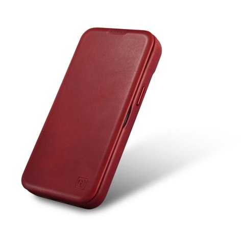 Skórzane etui iPhone 14 Pro Max z klapką magnetyczne MagSafe CE Oil Wax Premium Leather bordowy Skórzane etui iPhone 14 Pro Max z klapką magnetyczne MagSafe CE Oil Wax Premium Leather bordowy