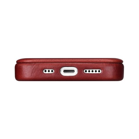 Skórzane etui iPhone 14 Pro Max z klapką magnetyczne MagSafe CE Oil Wax Premium Leather bordowy Skórzane etui iPhone 14 Pro Max z klapką magnetyczne MagSafe CE Oil Wax Premium Leather bordowy