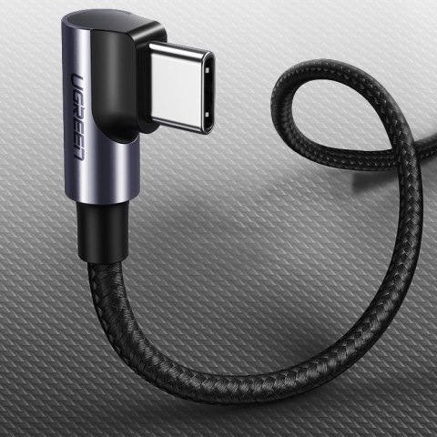 Kątowy kabel przewód USB-C Power Delivery 60W 20V 3A 1m czarno-szary Kątowy kabel przewód USB-C Power Delivery 60W 20V 3A 1m czarno-szary