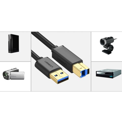 Kabel przewód do drukarki USB-A - USB-B 5Gb/s 2m czarny Kabel przewód do drukarki USB-A - USB-B 5Gb/s 2m czarny