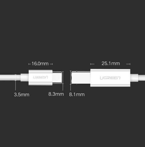 Kabel przewód do drukarki USB-C - USB-B 480Mb/s 1m biały Kabel przewód do drukarki USB-C - USB-B 480Mb/s 1m biały