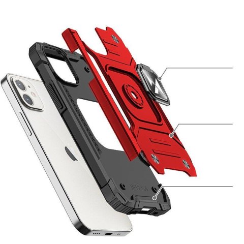 Etui pancerny pokrowiec do iPhone 14 uchwyt magnetyczny Ring Armor czerwony Etui pancerny pokrowiec do iPhone 14 uchwyt magnetyczny Ring Armor czerwony