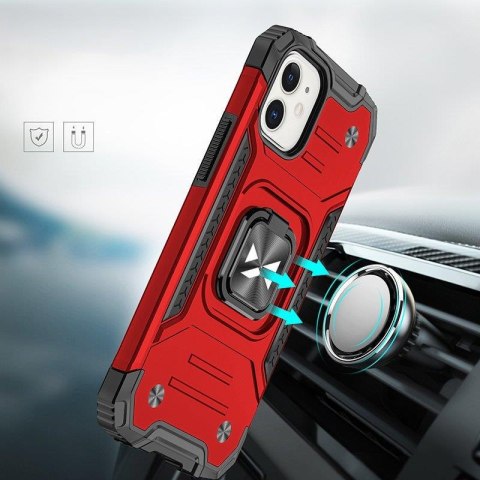 Etui pancerny pokrowiec do iPhone 14 uchwyt magnetyczny Ring Armor czerwony Etui pancerny pokrowiec do iPhone 14 uchwyt magnetyczny Ring Armor czerwony