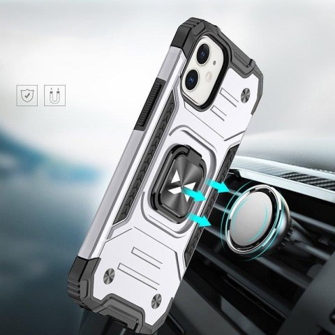 Etui pancerny pokrowiec do iPhone 14 uchwyt magnetyczny Ring Armor srebrny Etui pancerny pokrowiec do iPhone 14 uchwyt magnetyczny Ring Armor srebrny