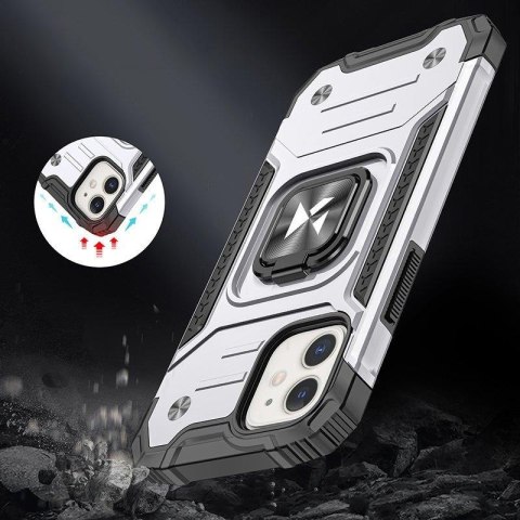 Etui pancerny pokrowiec do iPhone 14 uchwyt magnetyczny Ring Armor srebrny Etui pancerny pokrowiec do iPhone 14 uchwyt magnetyczny Ring Armor srebrny