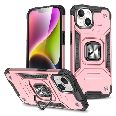 Pancerne etui z uchwytem na palec do iPhone 15 Plus Ring Armor różowe złoto Pancerne etui z uchwytem na palec do iPhone 15 Plus Ring Armor różowe złoto