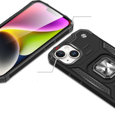 Pancerne etui z uchwytem na palec do iPhone 15 Plus Ring Armor srebrny Pancerne etui z uchwytem na palec do iPhone 15 Plus Ring Armor srebrny