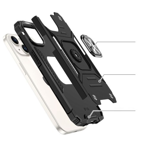 Pancerne etui z uchwytem na palec do iPhone 15 Plus Ring Armor srebrny Pancerne etui z uchwytem na palec do iPhone 15 Plus Ring Armor srebrny