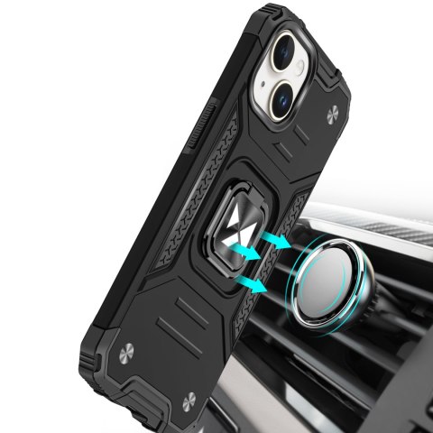 Pancerne etui z uchwytem na palec do iPhone 15 Plus Ring Armor srebrny Pancerne etui z uchwytem na palec do iPhone 15 Plus Ring Armor srebrny