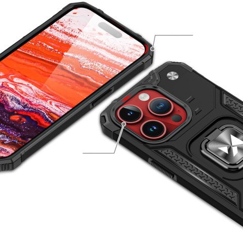 Pancerne etui z uchwytem na palec do iPhone 15 Pro Ring Armor różowe złoto Pancerne etui z uchwytem na palec do iPhone 15 Pro Ring Armor różowe złoto
