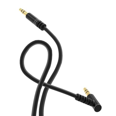Kątowy kabel przewód audio AUX mini jack 3.5mm 1m czarny Kątowy kabel przewód audio AUX mini jack 3.5mm 1m czarny