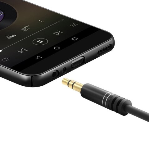 Kątowy kabel przewód audio AUX mini jack 3.5mm 1m czarny Kątowy kabel przewód audio AUX mini jack 3.5mm 1m czarny