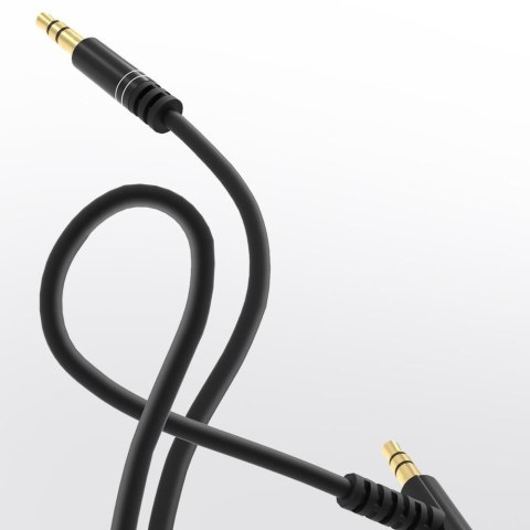 Kątowy kabel przewód audio AUX mini jack 3.5mm 1m czarny Kątowy kabel przewód audio AUX mini jack 3.5mm 1m czarny