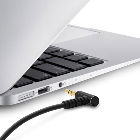 Kątowy kabel przewód audio AUX mini jack 3.5mm 1m czarny Kątowy kabel przewód audio AUX mini jack 3.5mm 1m czarny