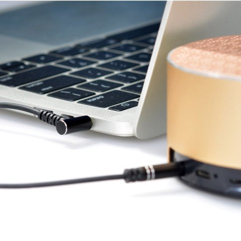 Kątowy kabel przewód audio AUX mini jack 3.5mm 1m czarny Kątowy kabel przewód audio AUX mini jack 3.5mm 1m czarny