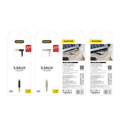 Kątowy kabel przewód audio AUX mini jack 3.5mm 1m czarny Kątowy kabel przewód audio AUX mini jack 3.5mm 1m czarny