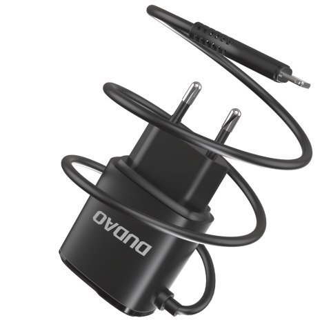 Ładowarka sieciowa 2x USB z wbudowanym kablem do iPhone Lightning 12W czarny Ładowarka sieciowa 2x USB z wbudowanym kablem do iPhone Lightning 12W czarny