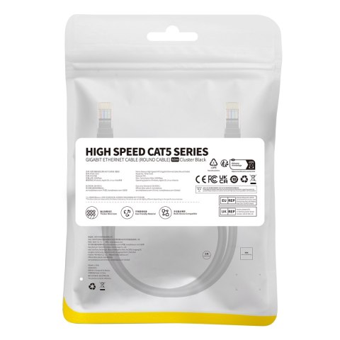 Kabel przewód sieciowy Ethernet Cat 5 RJ-45 1000Mb/s skrętka 0.5m czarny Kabel przewód sieciowy Ethernet Cat 5 RJ-45 1000Mb/s skrętka 0.5m czarny