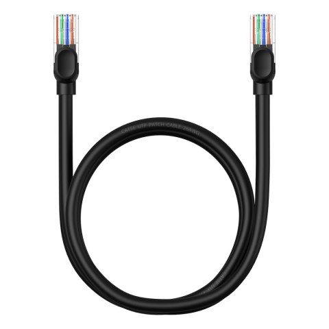 Kabel przewód sieciowy Ethernet Cat 5 RJ-45 1000Mb/s skrętka 1m czarny Kabel przewód sieciowy Ethernet Cat 5 RJ-45 1000Mb/s skrętka 1m czarny