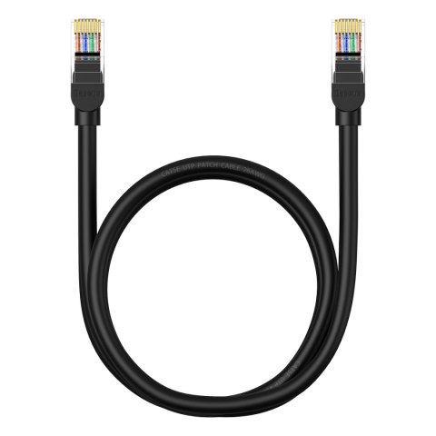 Kabel przewód sieciowy Ethernet Cat 5 RJ-45 1000Mb/s skrętka 1m czarny Kabel przewód sieciowy Ethernet Cat 5 RJ-45 1000Mb/s skrętka 1m czarny