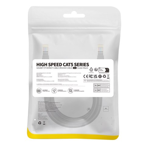 Kabel przewód sieciowy Ethernet Cat 5 RJ-45 1000Mb/s skrętka 3m czarny Kabel przewód sieciowy Ethernet Cat 5 RJ-45 1000Mb/s skrętka 3m czarny