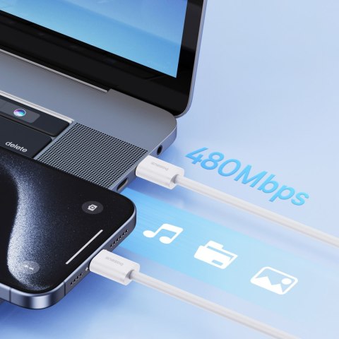 Kabel przewód USB-C 30W PD 480Mb/s Superior Series ll 2m biały Kabel przewód USB-C 30W PD 480Mb/s Superior Series ll 2m biały