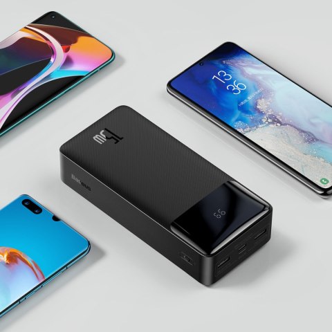 Powerbank 30000mAh 15W Bipow + kabel USB 4w1 microUSB / Lightning / 2x USB-C 1.2m czarny Powerbank 30000mAh 15W Bipow + kabel USB 4w1 microUSB / Lightning / 2x USB-C 1.2m czarny