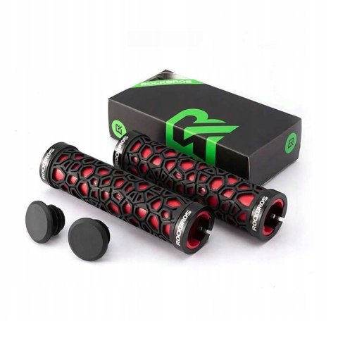 Gripy rowerowe chwyty z gumy przyczepne śr. 22mm czarno-czerwone Gripy rowerowe chwyty z gumy przyczepne śr. 22mm czarno-czerwone