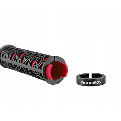 Gripy rowerowe chwyty z gumy przyczepne śr. 22mm czarno-czerwone Gripy rowerowe chwyty z gumy przyczepne śr. 22mm czarno-czerwone