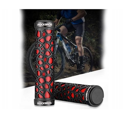 Gripy rowerowe chwyty z gumy przyczepne śr. 22mm czarno-czerwone Gripy rowerowe chwyty z gumy przyczepne śr. 22mm czarno-czerwone
