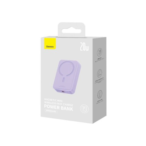 Powerbank Magnetic Mini 20000 mAh 20W + kabel USB-C fioletowy Powerbank Magnetic Mini 20000 mAh 20W + kabel USB-C fioletowy